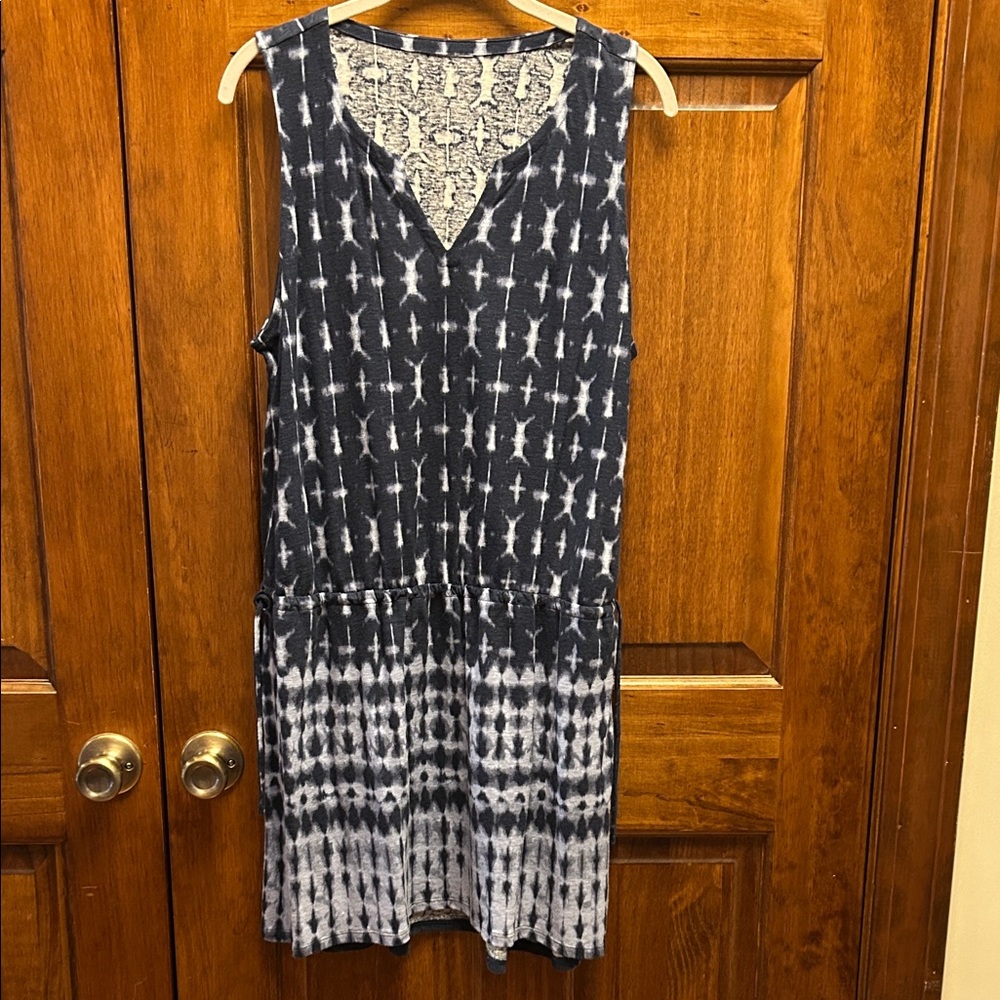 J. Jill Indigo and White Patterned Midi Dress